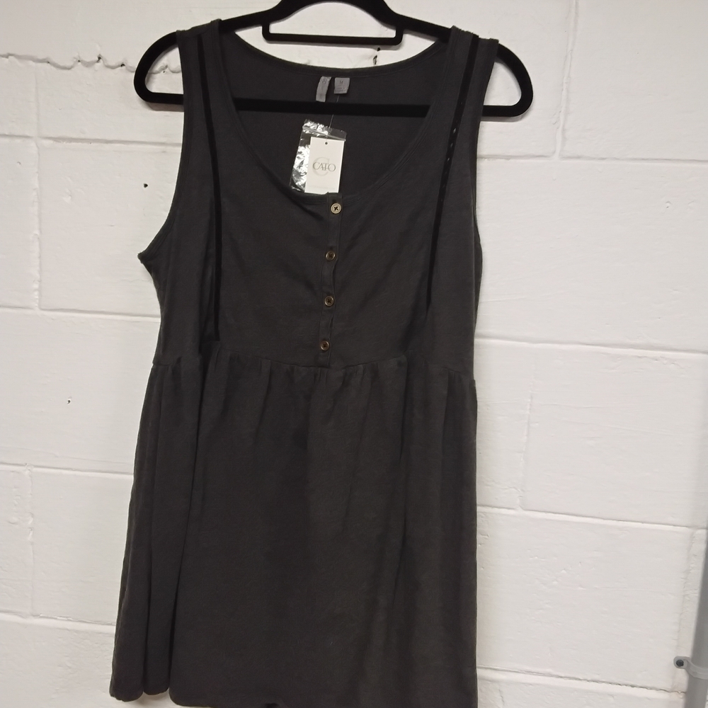 Cato Charcoal Gray Sleeveless Button-Front Mini Dress
